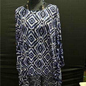Blue and White Patterned blouse